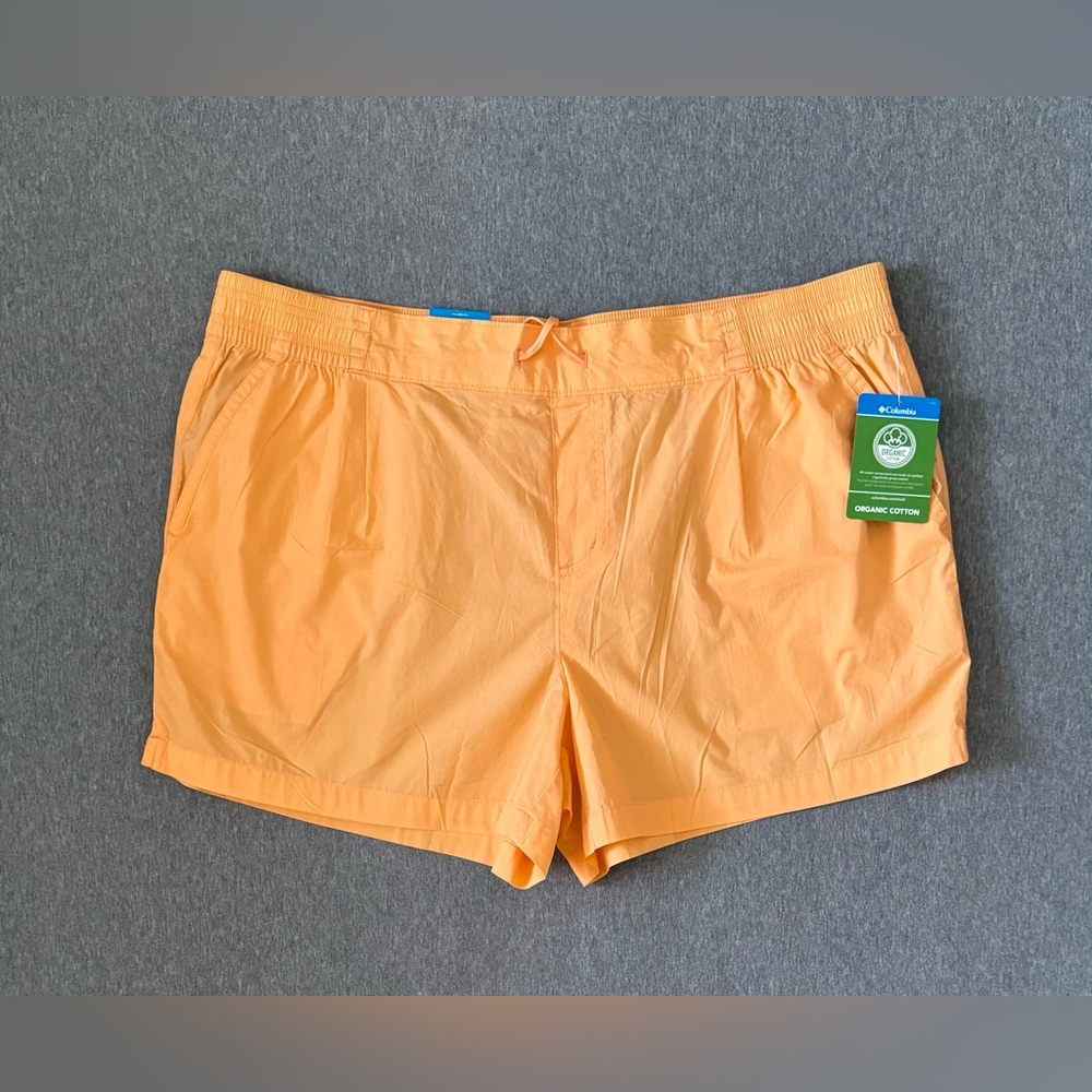 Columbia women XL organic cotton summer orange‎ court shorts